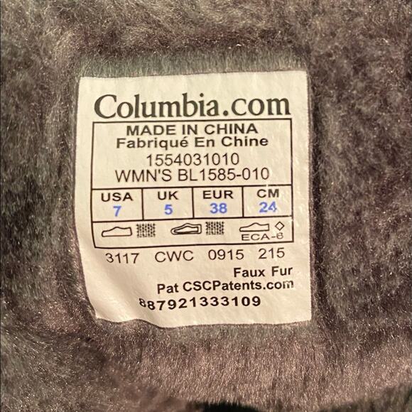 Columbia Black Waterproof Faux Fur Lined Boots 200 Grams Size 7 - Picture 4 of 9